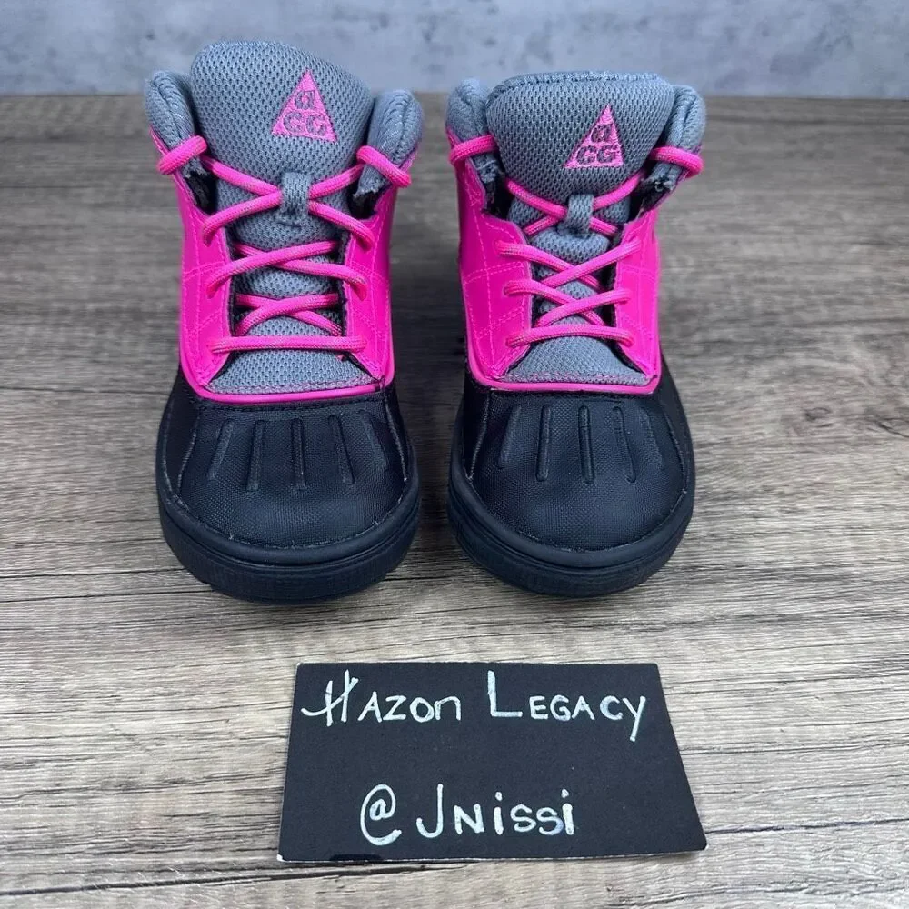 Nike~Girls Toddler~ACG Woodside 2 High Pink/Black/Gray Boots~Size 9C (524878-600